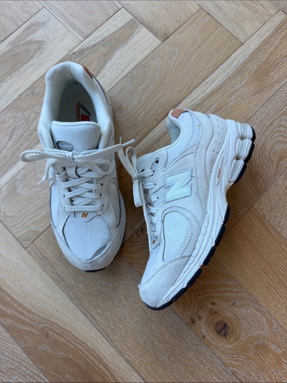 New Balance Women's Off-White and Tan Sneakers